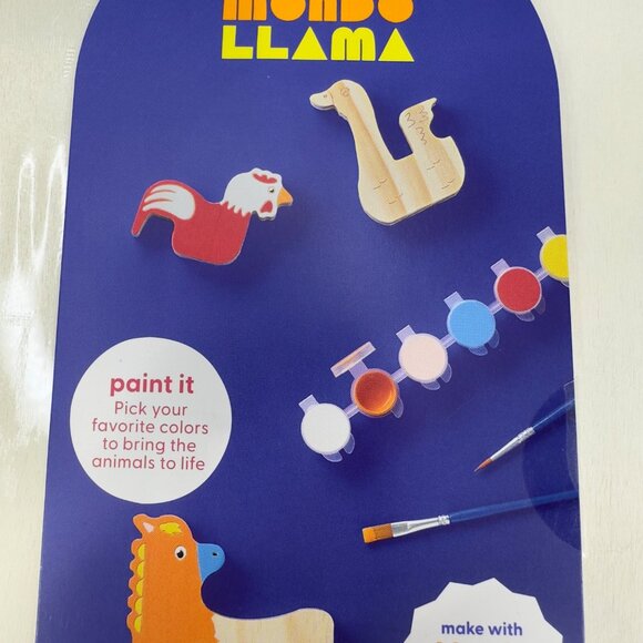 Mondo Llama Paint-Your-Own Wood Animals Kit With Paints And Brushes New - Picture 4 of 11